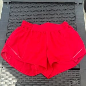 Lululemon Red Athletic Hotty Hot Shorts High Rise lined 2.5 inch